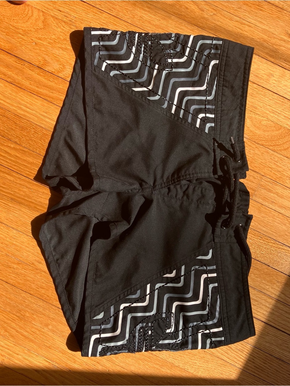 adidas Black Athletic Swim Shorts with Gray & White Geometric minimalist